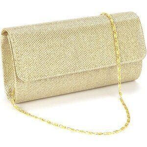⚡  Women's Gold Evening Sparkling Button Closure Party Wedding Clutch Handbag